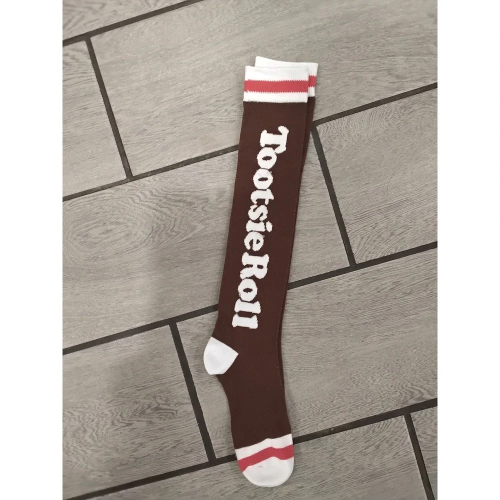 Tootsie Roll Women Knee High Socks Brown Candy Logo Retro Novelty Costume